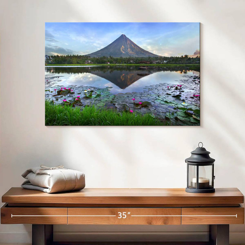 Alvord Pond By Mayon Volcano, 16" H x 24" W