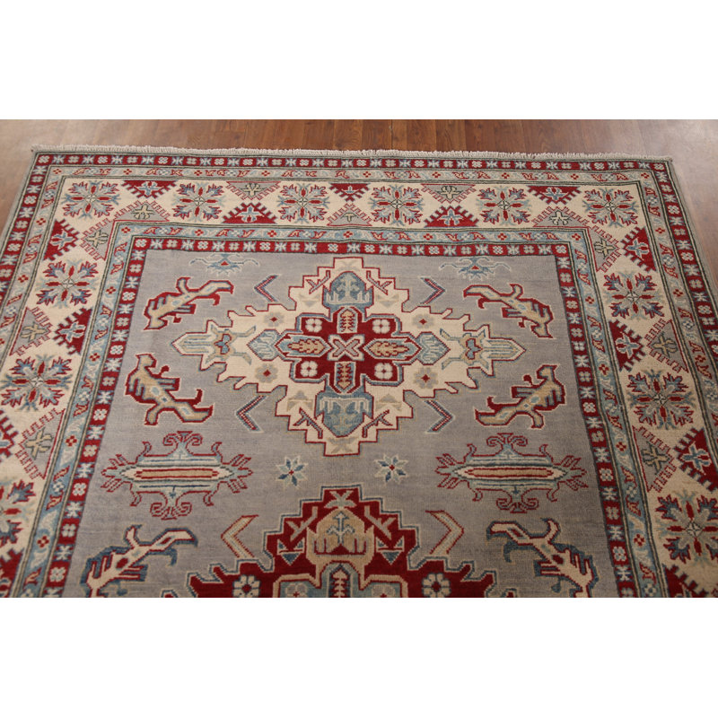 Tapis oriental gris fait à la main Kazak