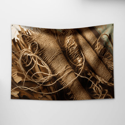 Thanksgiving Burlap and twine textures Wall Tapestry