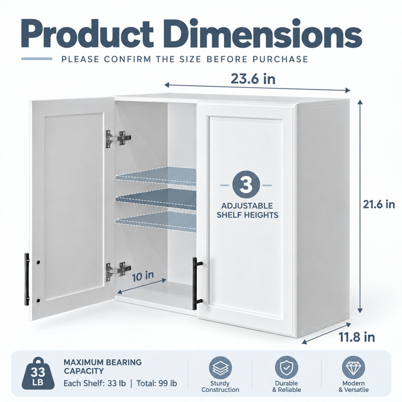 Armoire murale de 61 cm de large pour buanderie et cuisine.
