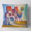 Carré, maison avec toit rouge dans le village - Coussin décoratif imprimé moderne-60159678