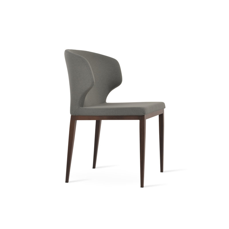 Chaise d'appoint en tissu Camira Amed Mw, Gris, Noyer