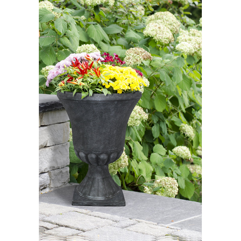 Winston 16 Inch Black Resin Outdoor Urn Planter