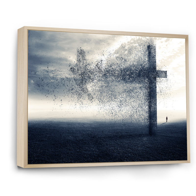 Christian Grassy Field II - Décoration murale traditionnelle sur toile, H 34 po x l 44 po x P 1,5 po, Cadre flottant brun