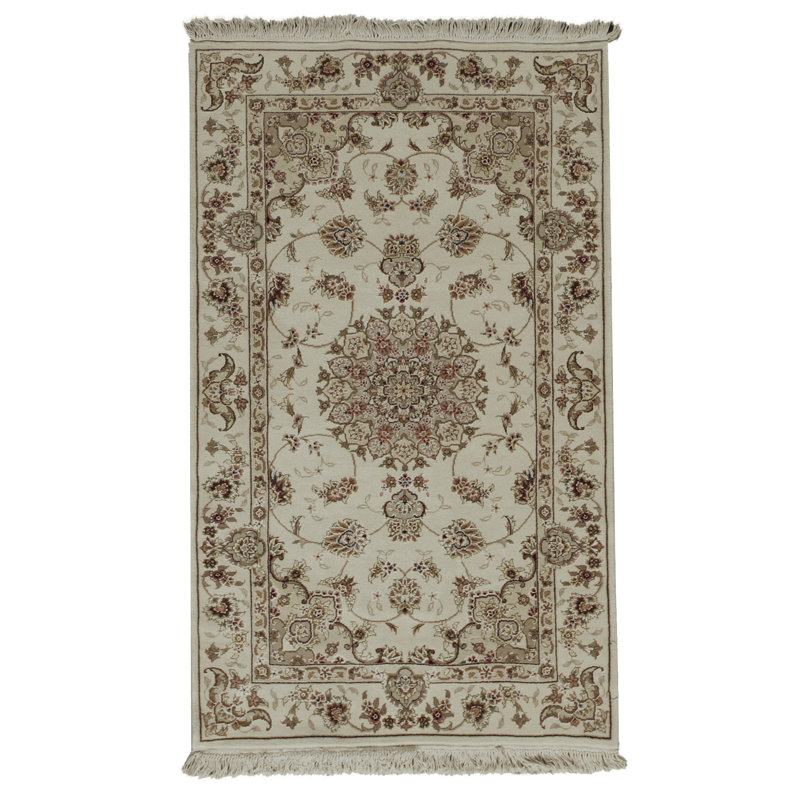 Tapis beige noué à la main de haute qualité
