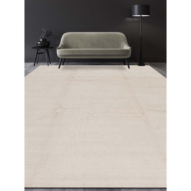 Hand-Knotted High-Quality Ivory Area Rug