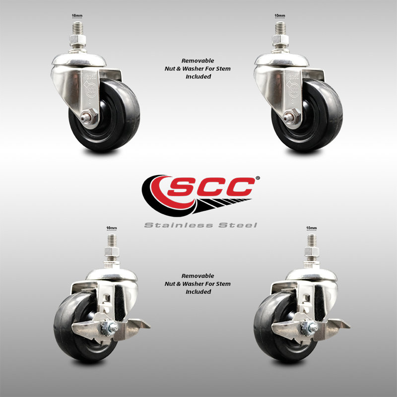 4 Piece Hard Rubber Caster Set