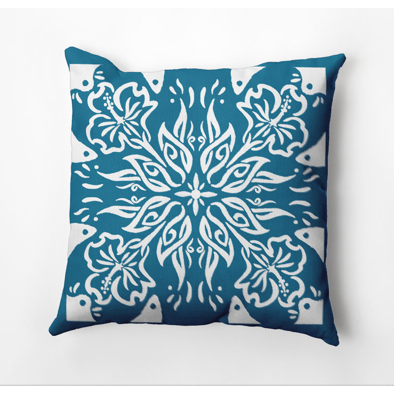 Housse de coussin d'extérieur carré cubique Flare Flare, Bleu sarcelle, 18 po x 18 po