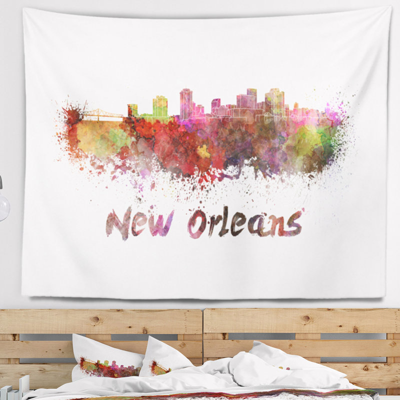 New orleans skyline tapisserie Cityscape, H 32 po x l 39 po