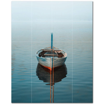 Boat Photo 8'' x 8'' Satin Ceramic Decorative Mural