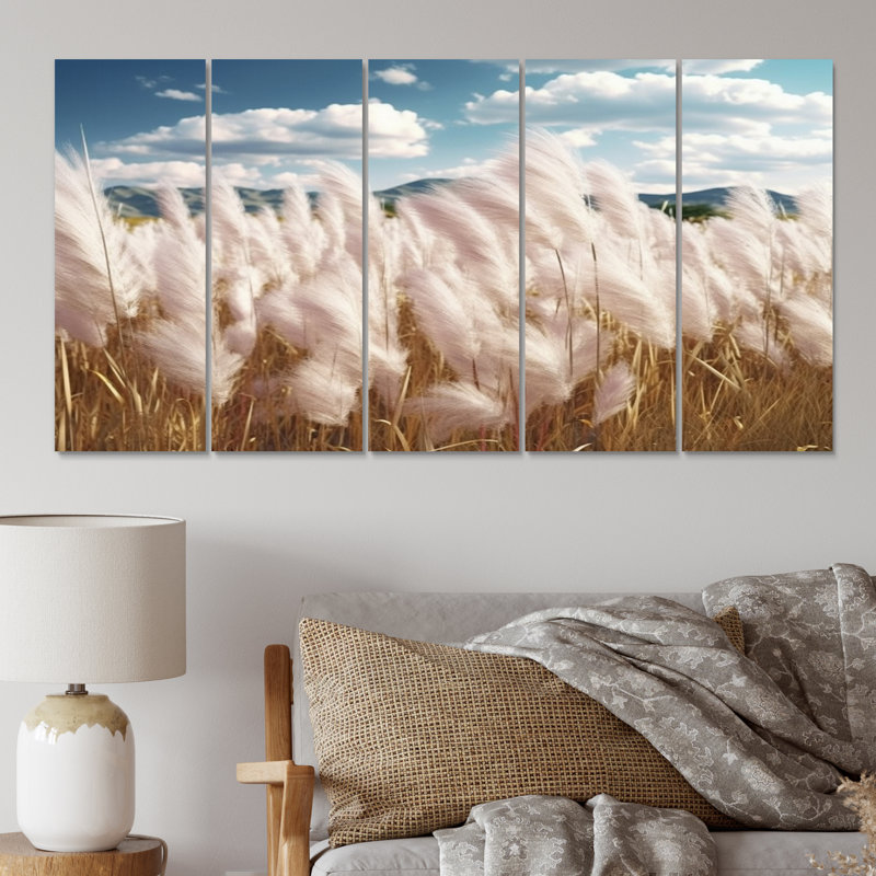 Ensemble de 5 décorations murales blanches Pampas Meadows II