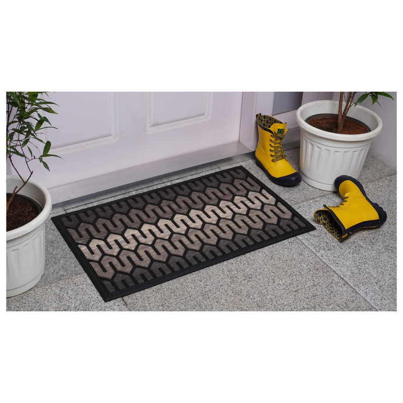 Neutral Geometric Polypropylene Outdoor Doormat 18" x 30"