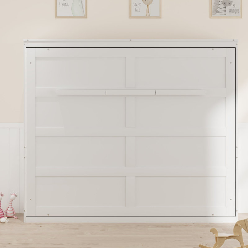 Lit escamotable à armoire murale de style commode, peu encombrant, sans sommier tapissier, Blanc, Grand
