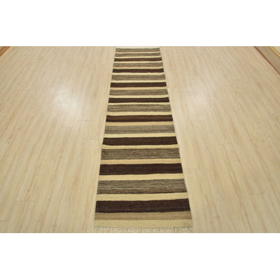 Rotonda One-of-a-Kind 2'7" X 9'6" New Age Runner Wool Area Rug in Brown