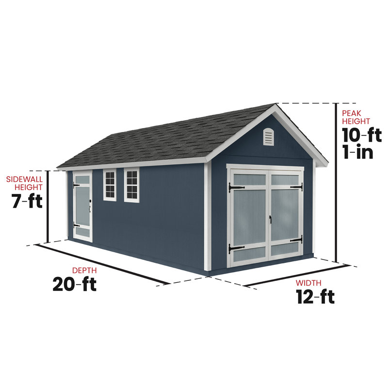 Cedarhill Wood Storage Shed 12 ft. W x 20 ft. D (DIY Assembly), No