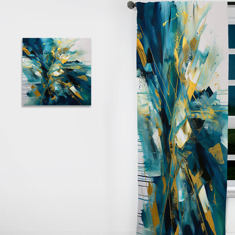 Jaylynn - Golden Explosion Triangles V - Abstract Curtain - Velvet Room Darkening - 1 panel, 52" W x 63" L