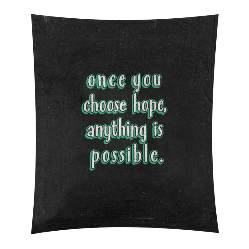 Tapisserie tableau noir en polyester, citation d’espoir, H 80 po x l 68 po, Vert