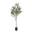 Grand olivier artificiel avec cadre en fer et en plastique, plante d'intérieur décorative pré-en pot avec feuilles vert argenté et olives mauves