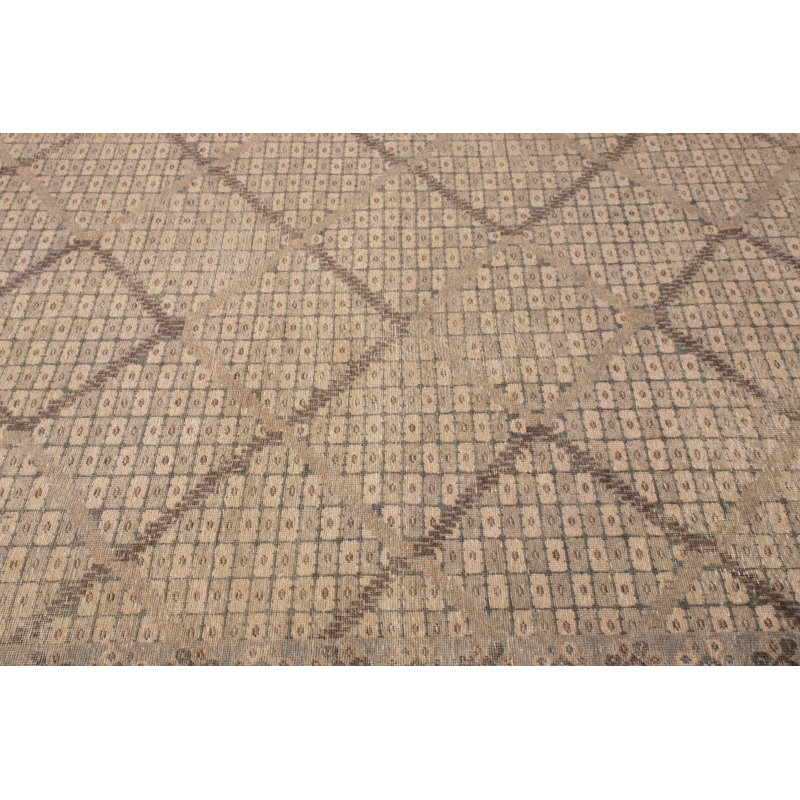 Hand-Knotted Classic Rug Beige-Brown Blue Pattern, Rectangle 8' x 10'