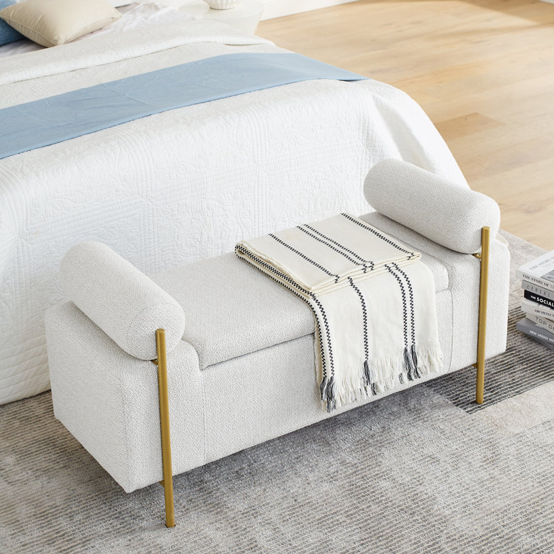 Ailsa Velvet Upholstered Storage Bench, White