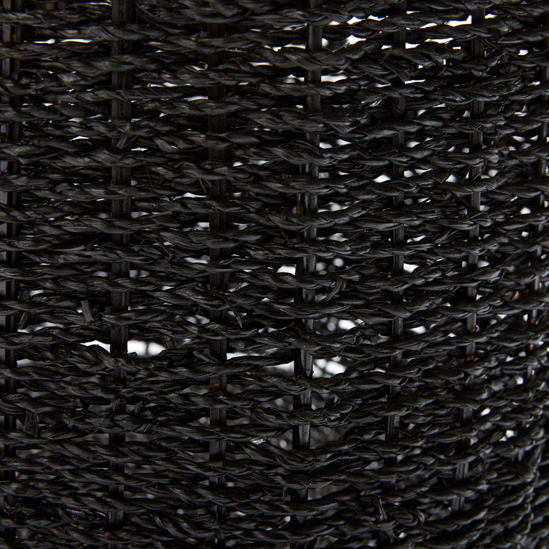 Black and Gold Round Seagrass Storage Basket