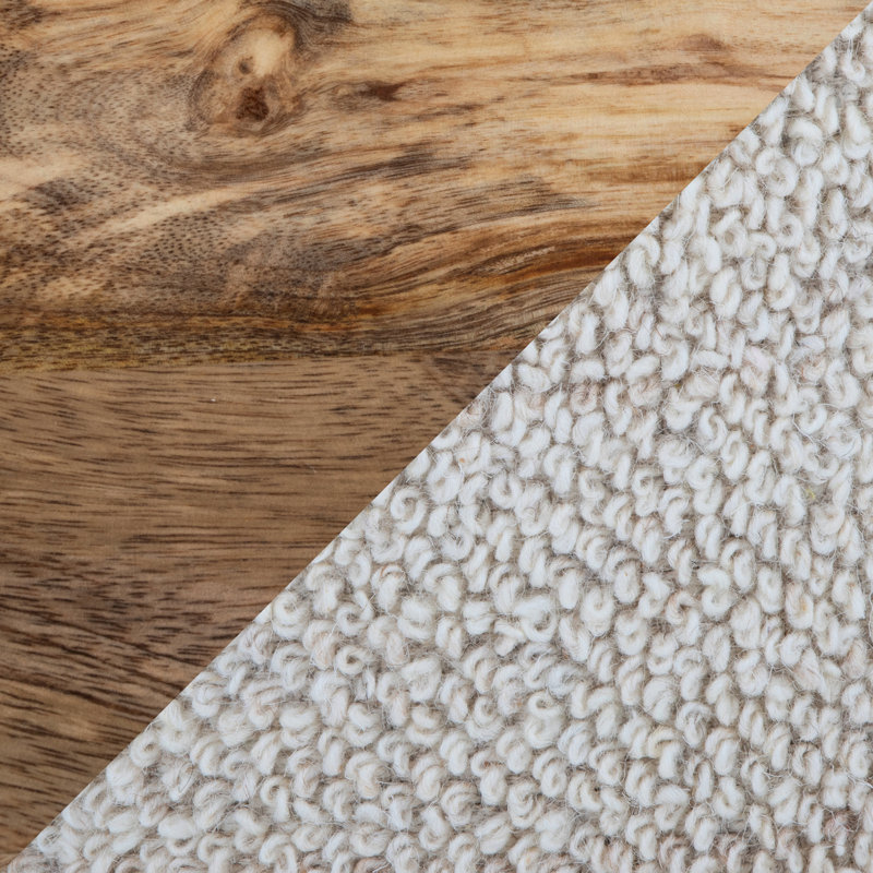 Rangement beige en laine et bois de manguier tissé à la main de style contemporain, polyvalent, couvercle amovible pour rangement, profondeur de 16,09 po, largeur, hauteur de 17 po, poids de 15 lb, utilisation intérieure seulement, poids de 250 lb