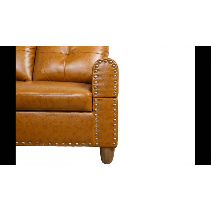 Canapé modulaire en similicuir avec rangement Ginger, Orienté à gauche (vu de face), Similicuir jaune