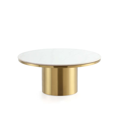 Glenn 31" Modern Coffee Table with Sintered Stone Top in Gold