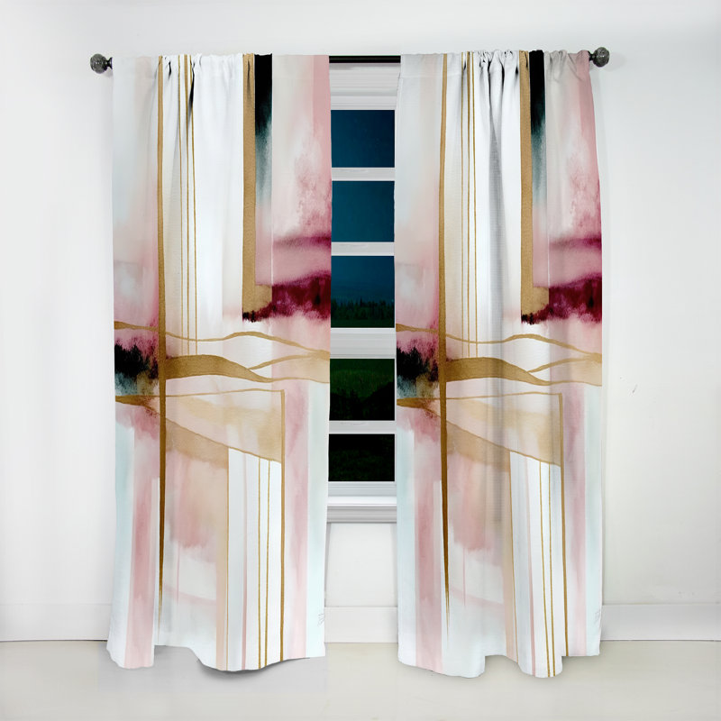 Bawnard - Géode abstraite rose et rouge II - Rideau moderne - Velours obscurcissant - 1 panneau, L 52 po x L 120 po