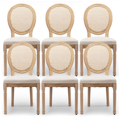 French-Style Farmhouse Dining Chair with Round Backrest