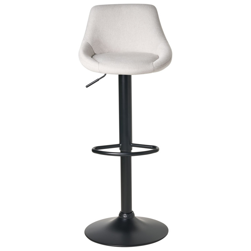 Swivel Upholstered Adjustable Height Counter Stool with Metal Frame, Beige Fabric