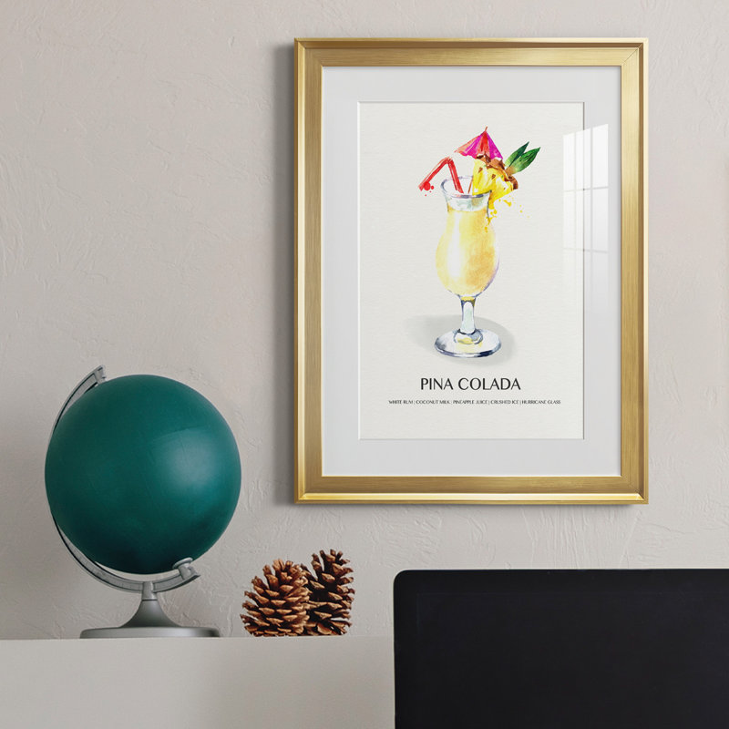 Pina Colada - peinture encadrée, H 22,5 po x l 30,5 po x P 1,5 po, Or