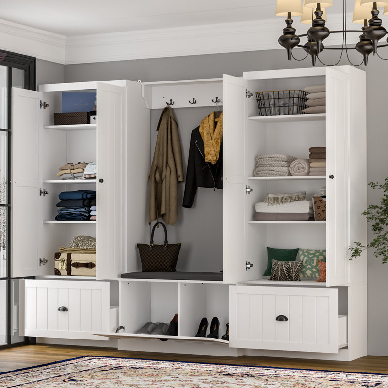 Padstow Hall Tree 86.7'' Wide with Bench and Shoe Storage