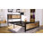 Modern Wood & Black Metal Platform Bed Frame with Sturdy Headboard-472822283-472822281