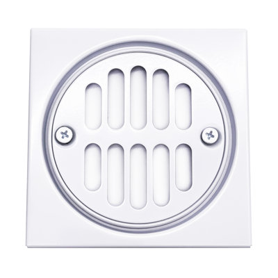 Square Brass Shower Tile with Round Grid Drain Cover and Crown Ring