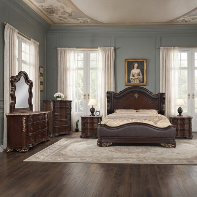 Faxon Bedroom Set in Dark Walnut