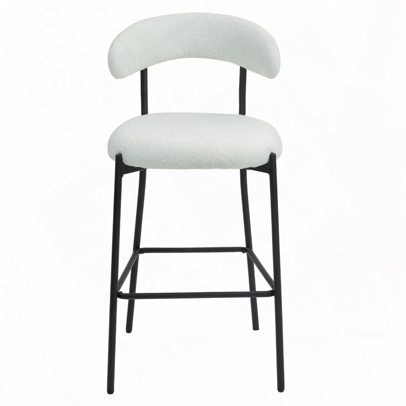 Tabourets de bar en tissu Teddy, Blanc