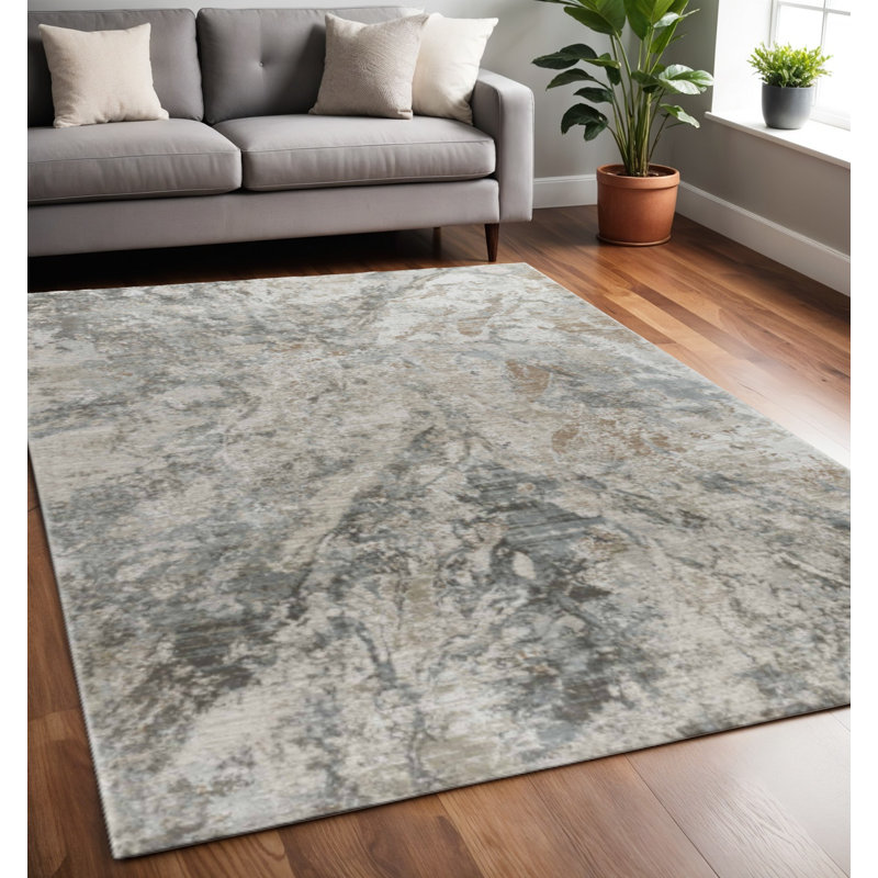 Tapis beige tissé à la machine 5 pi x 8 pi
