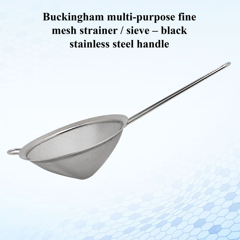 Buckingham Stainless Steel Fine Mesh Conical Sieve Strainer for Straining, Sieving, Filtering & Food Preparation, 20 cm 