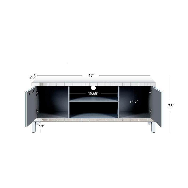 Cabinet média (argent), 25" H x 47" W x 15.7" D
