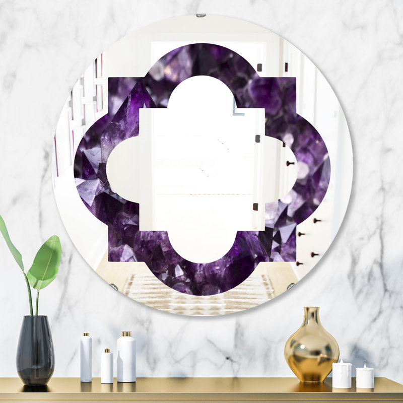 Miroir mural quadrilobe en améthyste, 23,6 po x 23,6 po