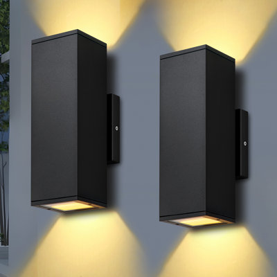 Luminaires muraux d'extérieur modernes, luminaires de véranda haut et bas pour patio, garage, extérieur - paquet de 2