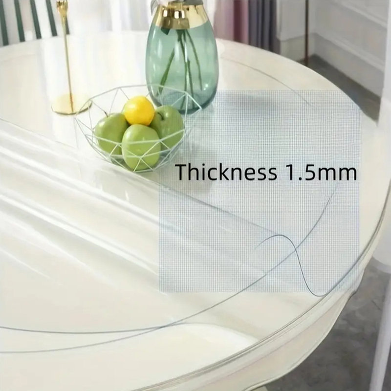 Tapis de table rond transparent en PVC de 48 pouces résistant à l'usure et à la chaleur.