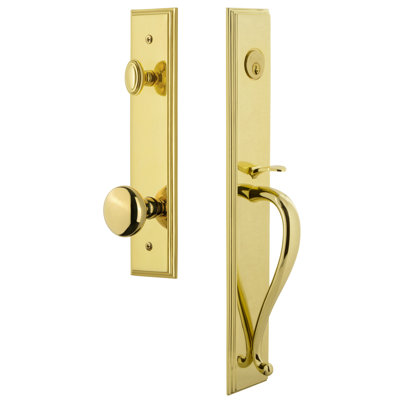 Carré One-Piece Handleset with Single Cylinder Deadbolt and S Grip with Fifth Avenue Knob