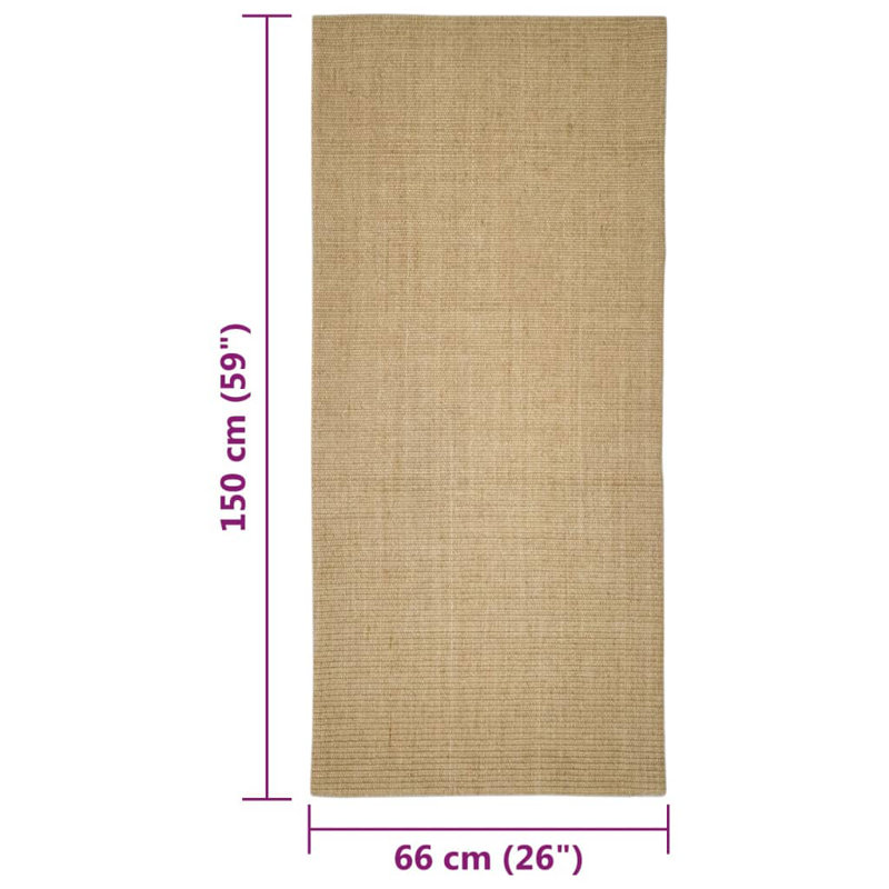 August Grove Rug Natural Sisal Brown, Rectangle 66 x 150cm