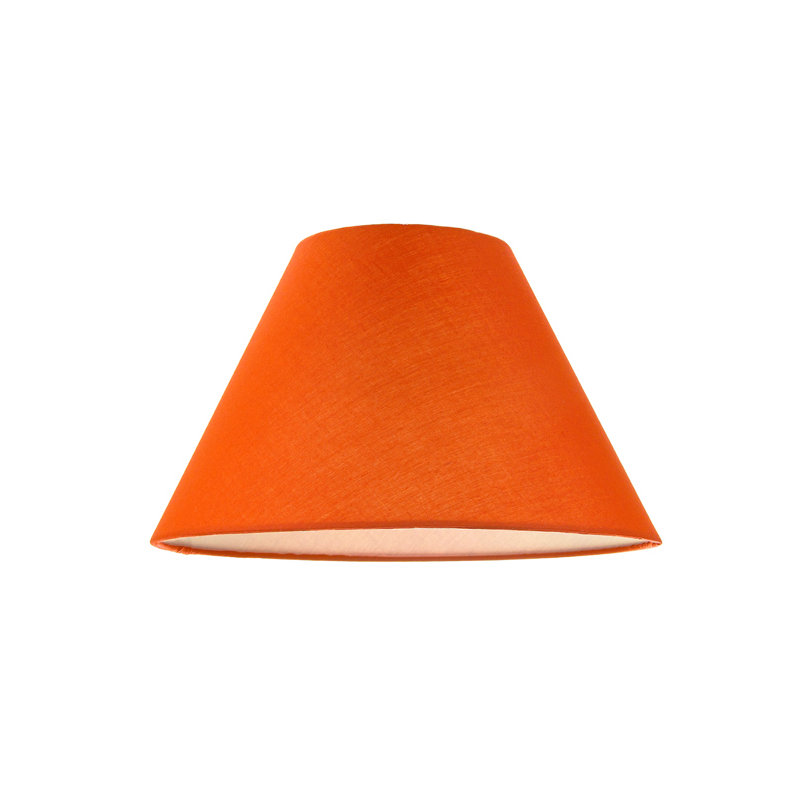 Traditional 8 Inch Vivid Cotton Fabric Coolie Lamp Shade By Happy Homewares, 13cm H x 20cm W x 20cm D, Orange