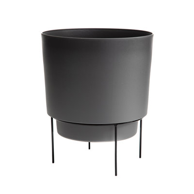 Ebern Modern Resin Pot Planter with Wooden Stand