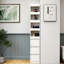 Petite armoire de présentation blanche à 4 niveaux et 3 tablettes latérales à 3 tiroirs latéraux pour bureau personnel et salon-609506226-609506227