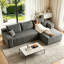 95" Modern Minimalist L-Shaped Cloud Sectional Sofa, Plush Striped Corduroy Upholstered Boneless Corner Couch with Spring-Pack Cushion, No Assembly Required, Black-128966012-128966011
