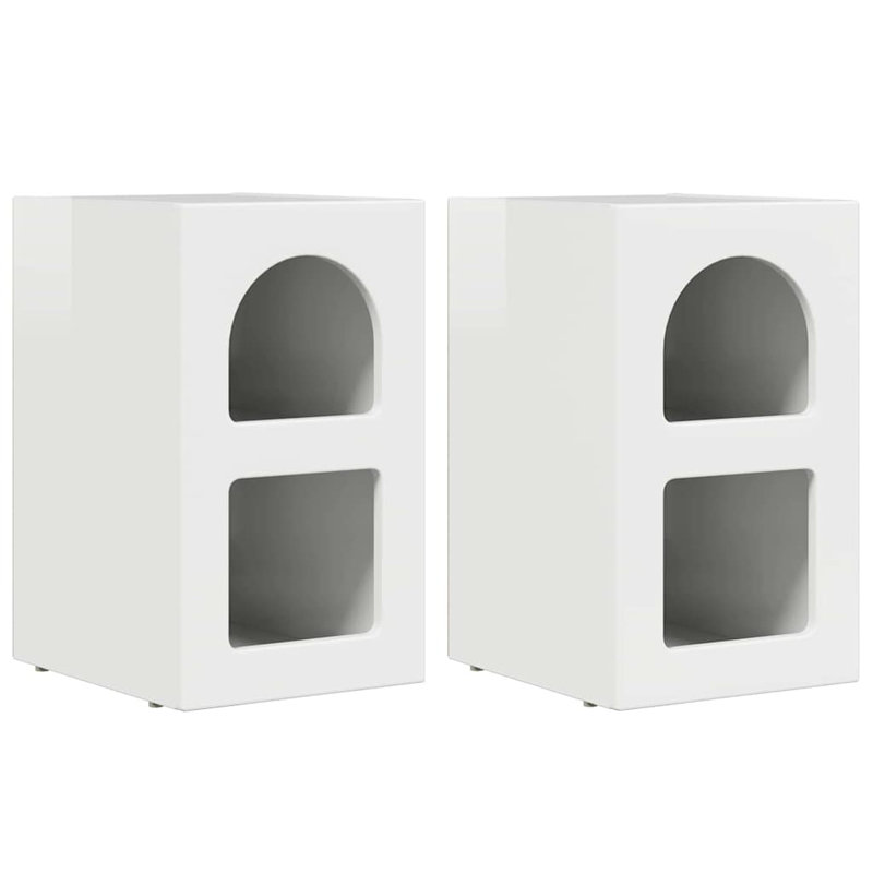 29.5cm W Manufactured Wood Bedside Table, High Gloss White